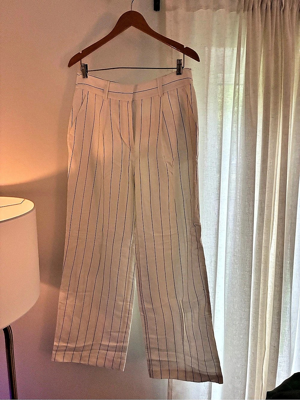 New LOFT Trouser High Rise Striped Wide Leg Pants Size 4 NWT